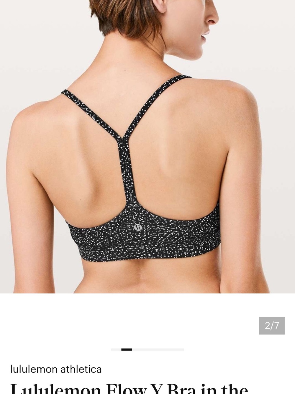 Lululemon Flow Y Bra Night View White Black Print Size 4 Yoga Sports Bra - Picture 2 of 4